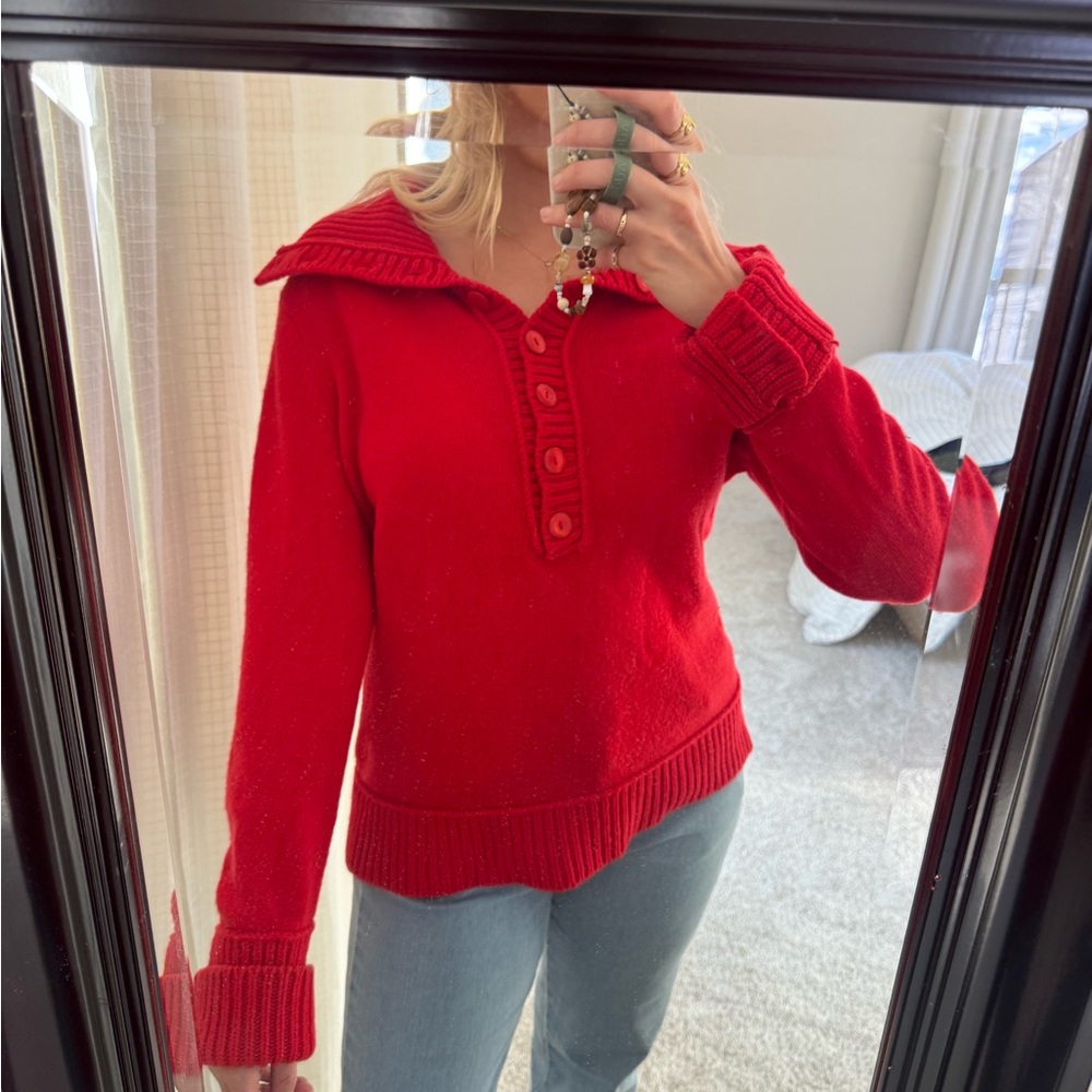 Jones New York Red V-Neck Sweater